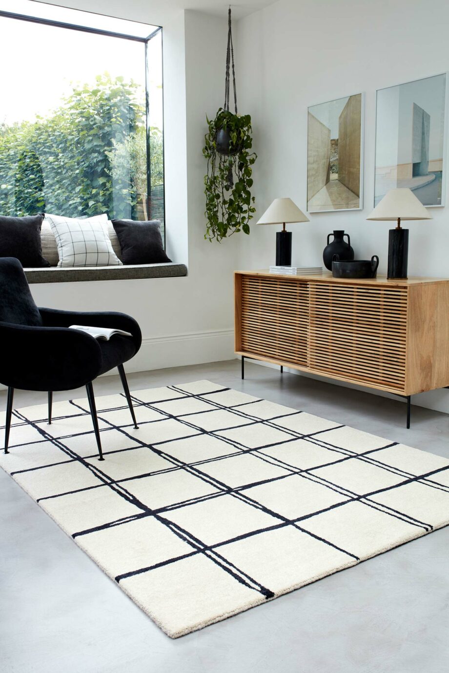 Asiatic dywan Albany Grid Monochrome interior