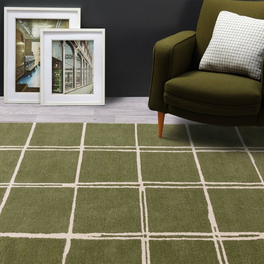 Asiatic dywan Albany Grid Olive interior square