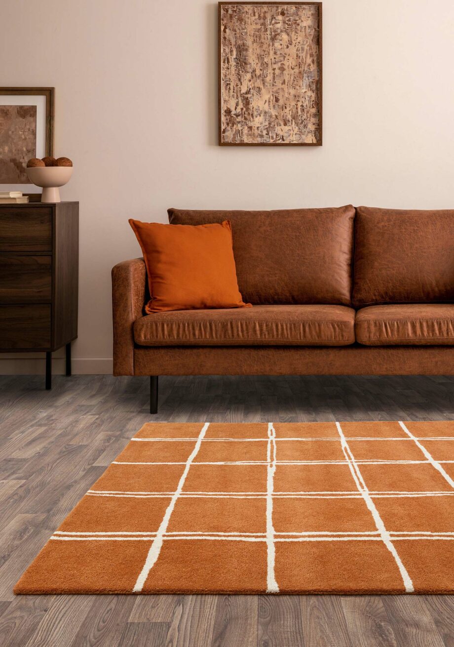 Asiatic dywan Albany Grid Rust interior new