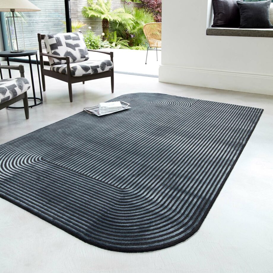 Asiatic dywan Kuza Shape Black Charcoal interior square