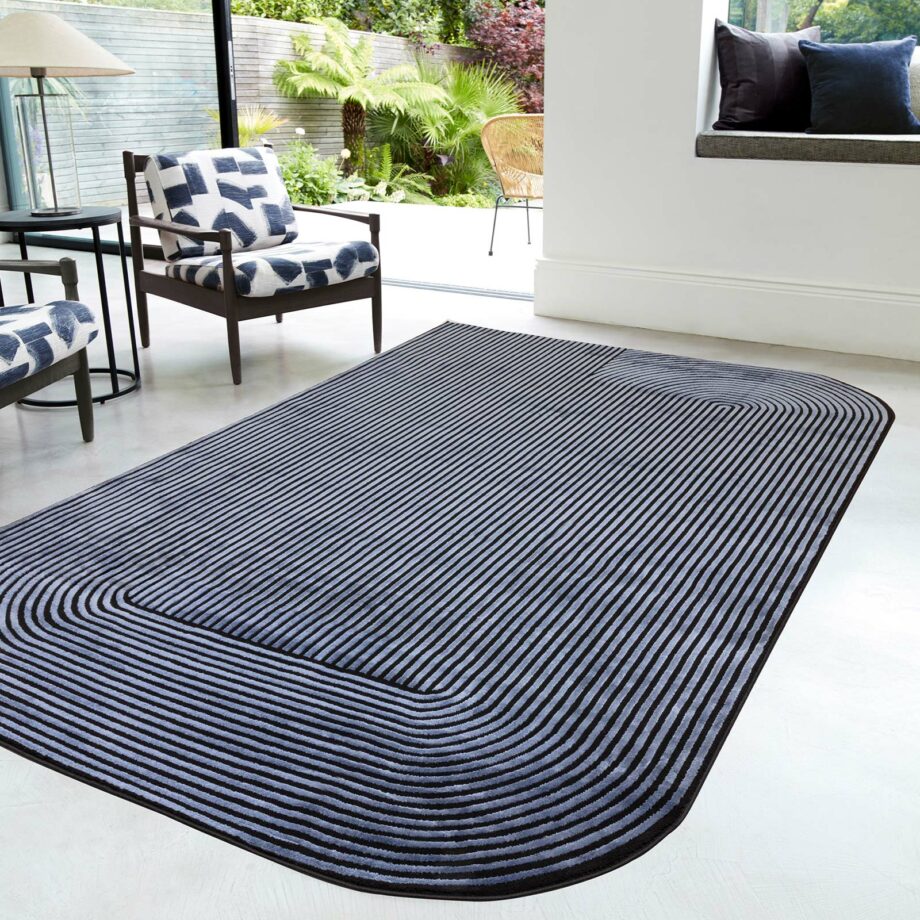 Asiatic dywan Kuza Shape Black Navy interior square