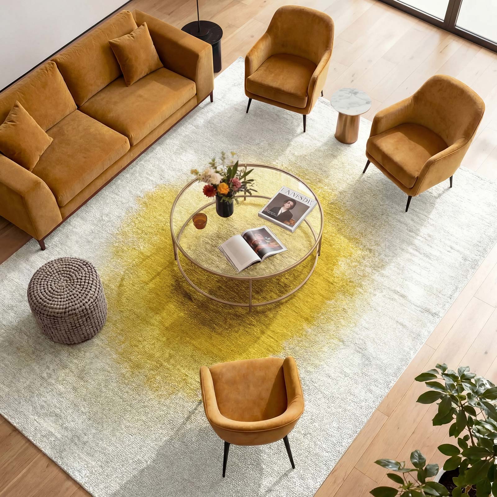 Louis De Poortere dywan Meditation 2100 Drop Gold Moss interior